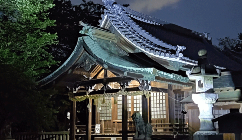 石刀神社御拝殿をライトアップテストに行ってきましたよ！